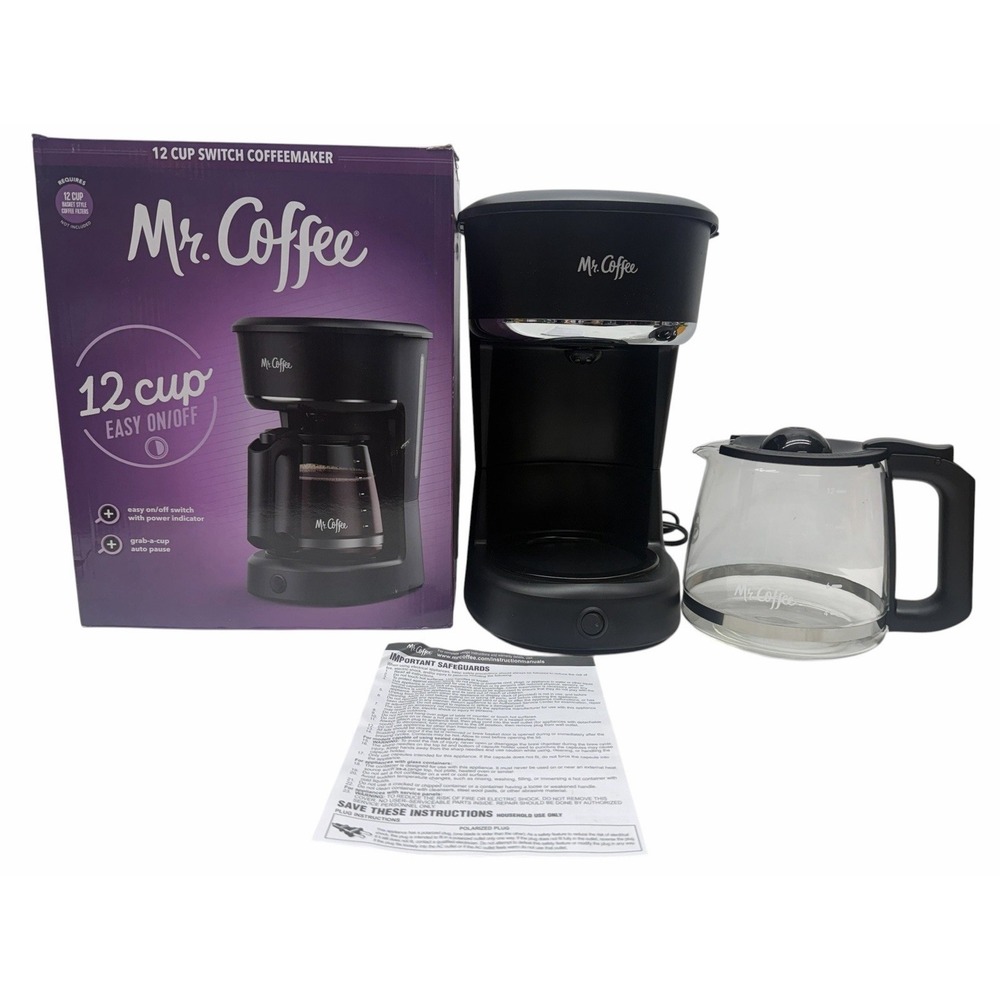 Mr. Coffee 12 Cup Switch Coffeemaker Black Open Box Tested Complete BVMC-SC12BL3